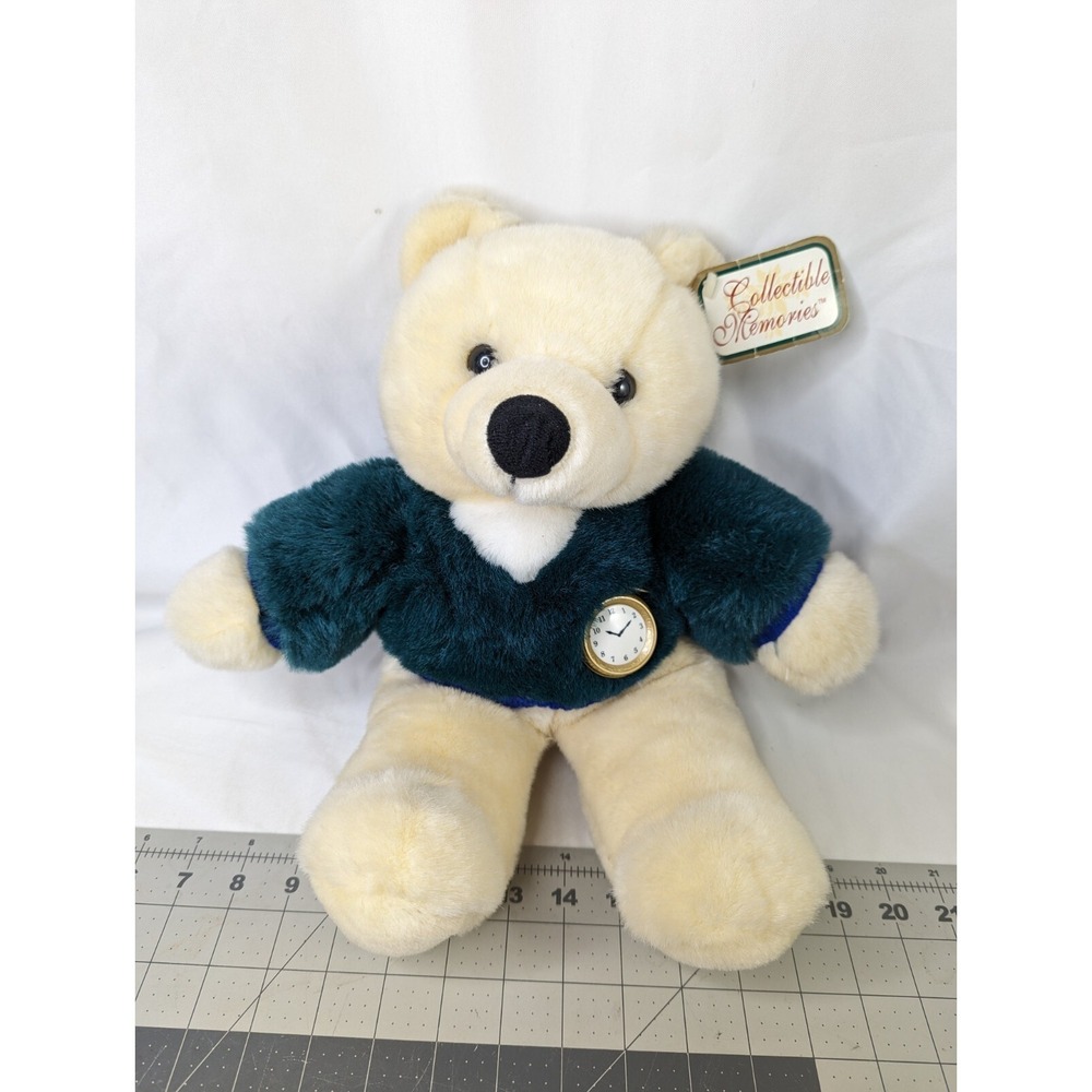 Tan Bear Green Shirt Pocket Watch Plush 16 Inch Dandee International Stuffed Toy